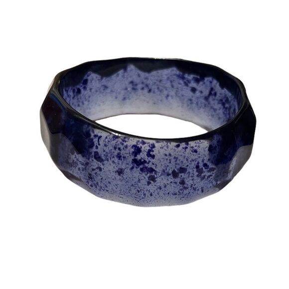 Trendy Blue Translucent Faceted Bangle - Picture 1 of 4